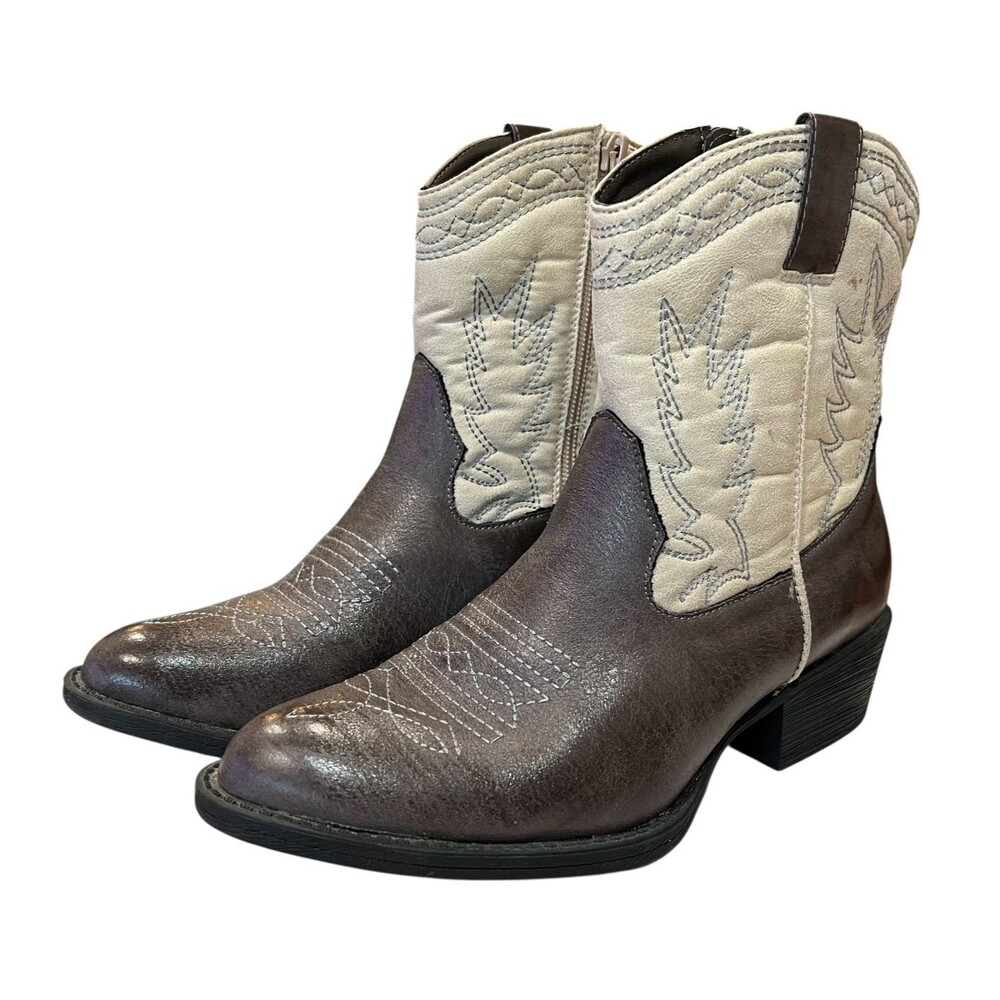 Coconuts by Matisse Womens Brown & Cream Pistol Western Cowgirl Ankle Boots  6.5